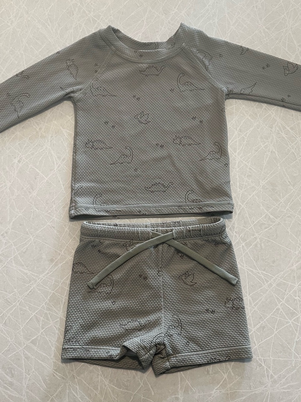 Quincy Mae Sage Green Dino Swim Set